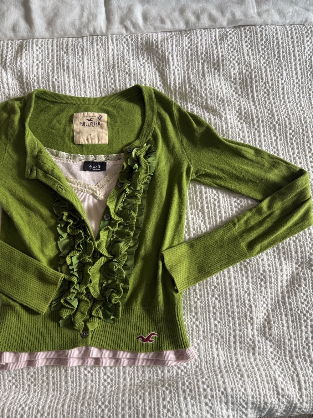 Y2K hollister matcha green cardigan Elena Gilbert Bella Swan vintage - Picture 1 of 9